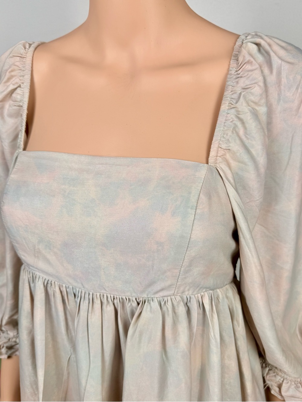 Storia‎ Pastel Watercolor Puff Sleeve Babydoll Mini Dress Small - Picture 2 of 7